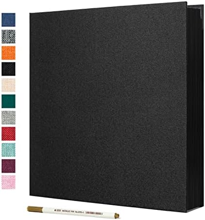 Spbapr Large Photo Album Self Adhesive Linen Cover Magnetic Scrapbook Album DIY Scrap Book 40 Black Sticky Pages for 4x6 5x7 8x10 10x12 Pictures with A Metal Pen by Spbapr