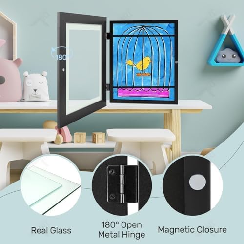 2 Pack 8.5x11 Front-Opening Kids Artwork Frames Changeable (Black) - Image 5