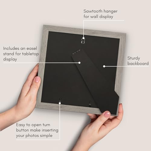 Americanflat 10x10 Picture Frame - Matted to 8x8 - Grey Wood - Image 5