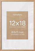 Homeforia 12x18 Natural Oak Picture Frame, High-End Wood, 8.5x11 Mat, Glass by Homeforia