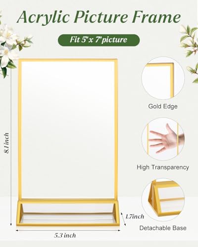 24 Pack 5x7 Gold Acrylic Sign Holders, Double Sided Picture Frame Stands - Image 4