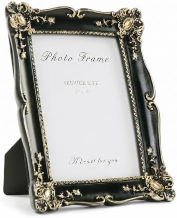 Cuspin 5x7 Picture Frame Black and Gold Vintage Ornate Resin Frame by Cuspin