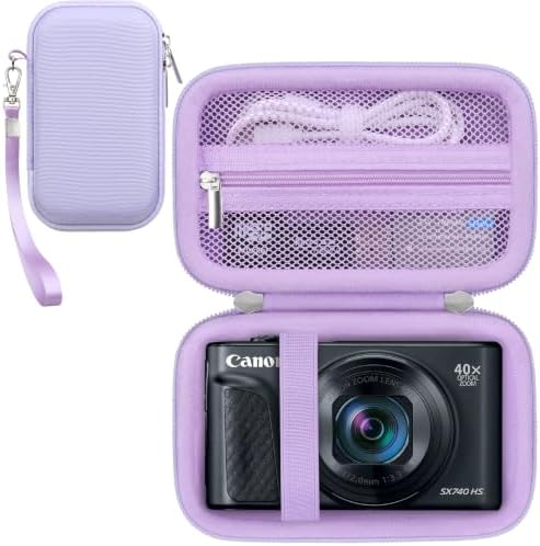 RAIALL Camera Case for Canon PowerShot SX740 HS/ SX730 HS/ SX720 HS/ SX620 HS Digital Camera, 4K Video Camera Hard Carrying Case Protective Travel Bag, Mesh Pocket for Batteries and USB Cable, Purple by RAIALL