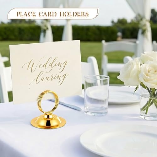 Urban Deco 16 PK Table Card Holder Place Card Holders Steel Card Holders for Photos, Food Signs, Memo Notes, Weddings, Restaurants, Birthday（Gold） - Image 5