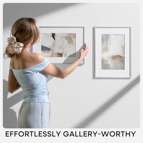 Homeforia 20x27 Silver Picture Frame, High-End Metal, 16x24 Mat, Glass - Image 7