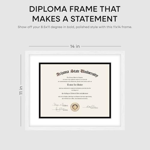 Homeforia 11x14 Black Oak Diploma Frame, High-End Wood, 8.5x11 Mat, Glass - Image 5