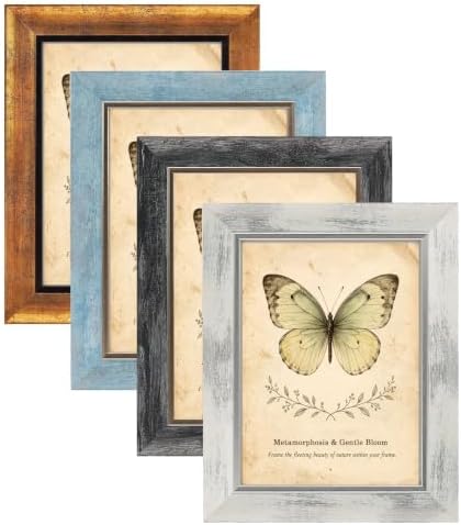 XUANLUO 6x8 Picture Frames Set of 4,Rustic Retro Photo Frame(Mix Color) by XUANLUO