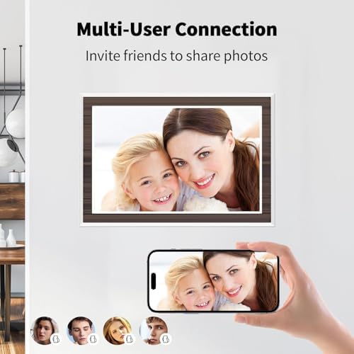 Digital Picture Frame 10.1 Inch, WiFi Digital Photo Frame with 16GB Storage, IPS HD Touchscreen, Instant Photo & Video Upload via Uhale APP, Wall-Mounted, for Mom, Housewarming Wood - Image 6