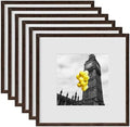 12x12 Picture Frame Set of 6, Display Pictures 8x8 with Mat or 12x12 Without Mat, Tabletop Display and Wall Hanging Photo Frame, Gallery Wall Frame Set, Brown by BSRHOME