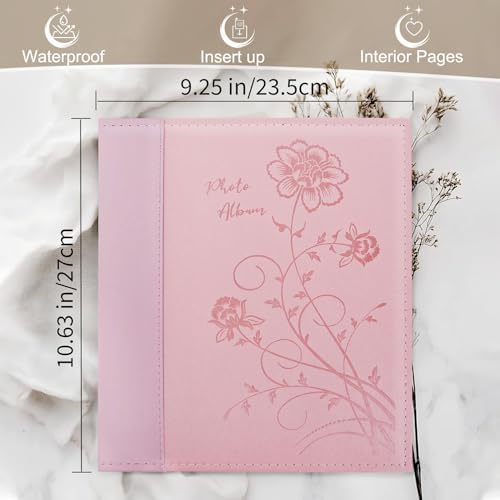 Photo Album 8x10 2 Packs Clear Pages Pockets Leathe Cover Slip Slide in Photo Album Each Holds 100 Vertical 8x10 Photos Picture Book for Wedding Family (Pink) - Image 2
