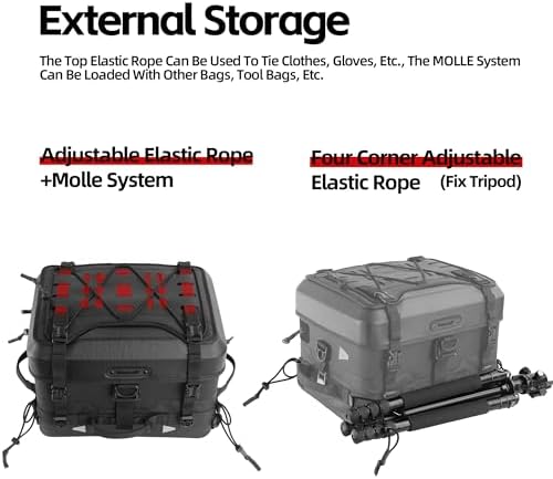 Rhinowalk 36L Waterproof Motorcycle Tail Bag Combo - Hard Shell Top Case with 22L Shockproof Camera Insert for DSLR/Drone Gear - Modular Photography & Travel Luggage (36L Tail Bag) - Image 5
