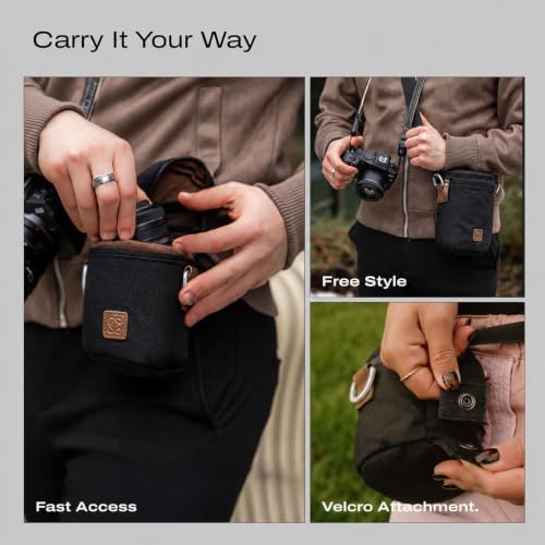 C Coiro Premium Camera Lens Case with Quick Release Strap, Water Resistant Protective Lens Pouch for DSLR Camera, 2 Size L and M, Compatible for Canon, Nikon, Sony, Pentax, Olympus - Image 5