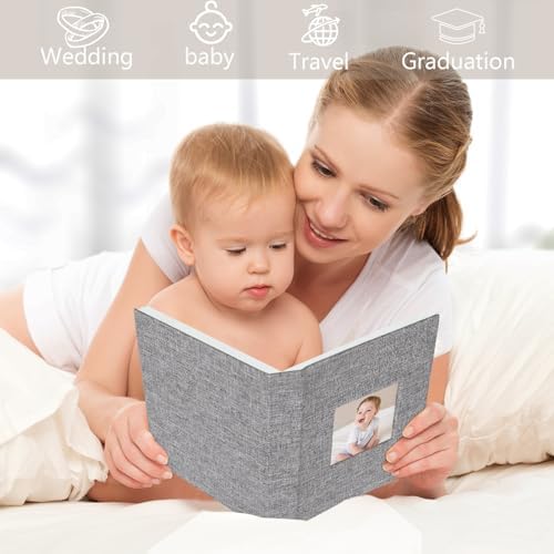 Artmag Mini Photo Album 4x6 50 Pockets 2 Pack, Linen Cover with Front Window Album Each Holds 52 Vertical Photos for Family Wedding Baby Children (Grey) - Image 5