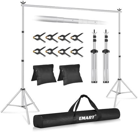 EMART Backdrop Stand 10x7FT Adjustable Back Drop Stand for Party -Silver by EMART