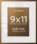 Homeforia 9x11 Bronze Picture Frame, High-End Metal, 6x8 Mat, Glass by Homeforia