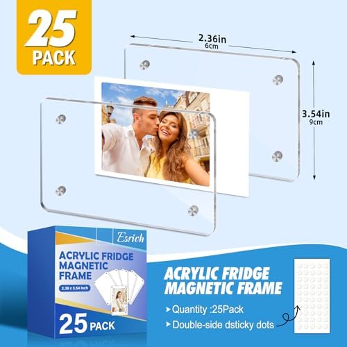 ESRICH 25 Pack Acrylic Fridge Magnetic Frame, Mini Picture Frames - Image 2
