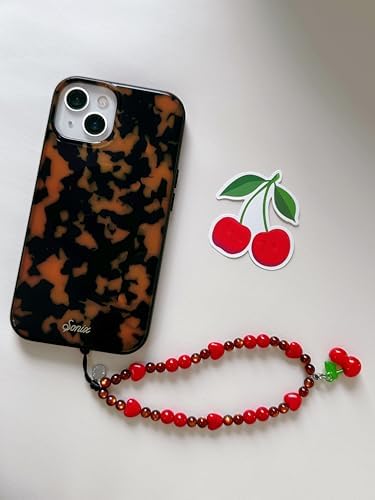 Drawwind Phone Charm Beaded Wristlet Strap Universal Cell Phone Lanyard Cute Bracelet Wrist Strap Beaded Chain String Handmade Accessories for Case Camera Bags (Sweet Cherries) - Image 4