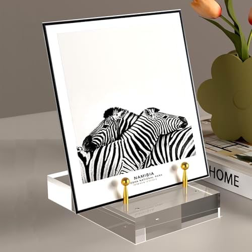 SVENJBB Acrylic Easel Display Stand with Adjustable Gold-Toned Pegs – Crystal Clear Acrylic with Floating Appearance, Ideal for Photos, Cookbooks, Invitations, and Plates, 1Pack by SVENJBB