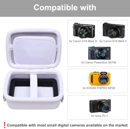 Camera Case Bag Compatible with Canon PowerShot G7 X Mark III, Mark II, SX740 HS, Sony ZV-1, KODAK PIXPRO WPZ2 Digital 4K Vlogging Camera, Point and Shoot 4K Video Camera Bag, White (Case Only) - Image 2