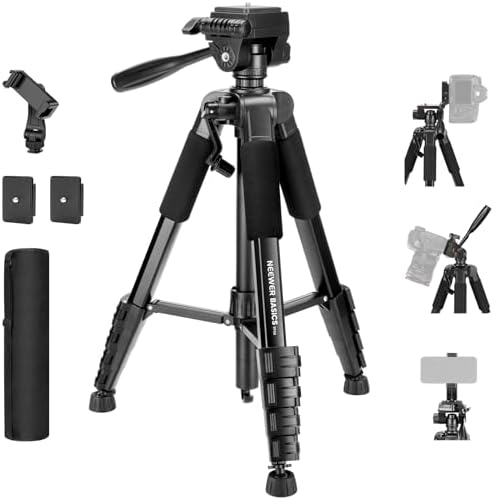 NEEWER Basics TP56 Camera Tripod, 74" Tripod with Cell Phone Holder Mount by Neewer