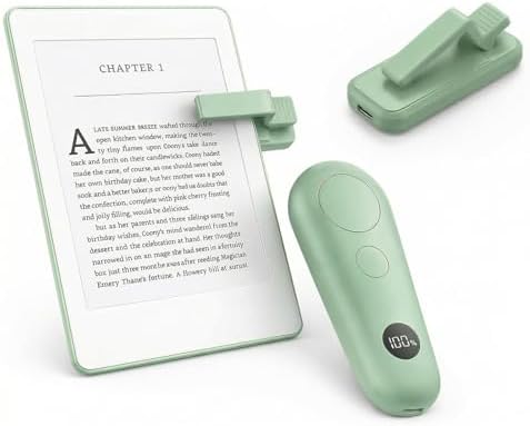 RF Remote Control Page Turner with Upgrade LCD Power Display, Wireless Reading Clicker for Kindle Paperwhite Kobo Oasis iPad, Phone Camera Remote Trigger, 36-Month Warranty (Green) by Censisiy