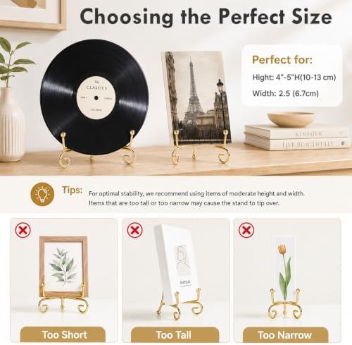 YAYODS 20 Pack Plate Stands for Display 4 Inch Iron Easel Stand Holder, Foldable Plate Picture Holder Display Stand for Photo Frames Decorative Books Arts, Gold - Image 3