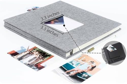 Photo Album Self Adhesive Pages Scrapbook, 13.2x12.8 Grey 60 Pages - Image 6