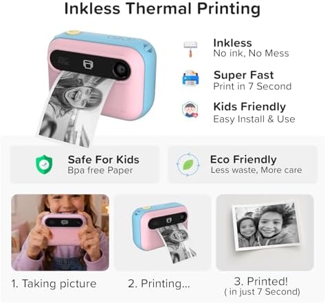 myFirst Kids Instant Print Camera, 16MP Camera, 9 Rolls Paper, Travel Case - Image 6