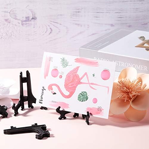 Patelai 48 Pcs Mini Easel Stands 4 Inch Plastic Plate Stand Holder Display Picture Easel for Display Picture Frame Collectibles Desktop Weddings Party Home Decoration (Black) - Image 6