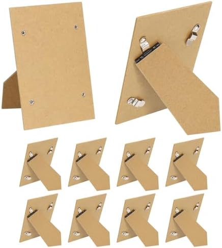 uxcell 10Pcs Easel Back for Picture Frame, 4" x 5" Replacement Picture Frame Easel Back with Hinged Hangers DIY Photo Backing Board for Photo Frames Tiles, Tabletop Wall Display, Wooden by uxcell
