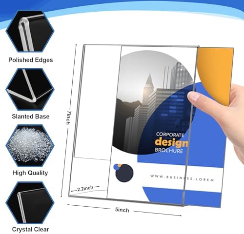 Acrylic Sign Holder 5x7 Inches, 13 Pack Clear Plastic Table Flyer Display Stand, L-Shape Vertical Menu Paper Holder Stand, Clear Picture Photo Flyer Display Stand for Restaurants, Store Fair,Office - Image 2