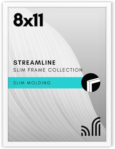 Americanflat 8x11 Picture Frame - Slim Molding - White by Americanflat