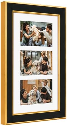 Suede 8x14 Picture Frame Display 3 Opening 4x6 Picture Frames Collage Wall Decor with Mat,Multi Photo Frame for Plexiglass,Wall Decor,1Pack,Black by AnoziebyProductsunder