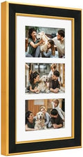 Suede 8x14 Picture Frame Display 3 Opening 4x6 Picture Frames Collage Wall Decor with Mat,Multi Photo Frame for Plexiglass,Wall Decor,1Pack,Black by AnoziebyProductsunder