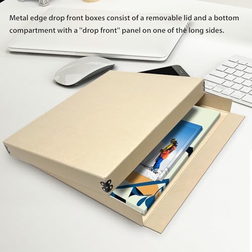 Lineco Museum Archival Storage Box, Drop Front, 11.75x15.25x1.5 in, Tan - Image 2