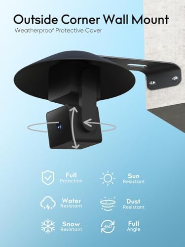 Gcioii Wall Mount for WYZE Cam Pan V3 & Cam Pan V4, Weatherproof Cover and Outside Corner Accessories, Reduce Blind Spots (1 Pack Black,Camera not Included) - Image 3
