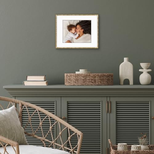 Americanflat 11x14 Bamboo Picture Frame - Matted to 8x10 - Metal - Gold - Image 6