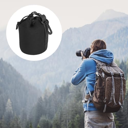 PATIKIL Camera Lens Bag, 2 Pcs 3.3" IDx5.5 H Drawstring Lens Pouch with Thick Protective Neoprene, Lens Case for DSLR Camera Lens, Water Coffee Cups Black - Image 7