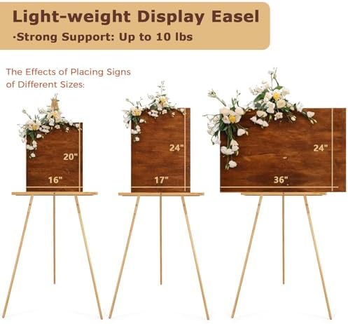 VISWIN 63" Easel Stand for Wedding Signs, Adjustable Wooden Display Easel with Holder, Tripod Floor Easel for Welcome Board, Poster, Picture, Photos, Paintings - Natural - Image 4