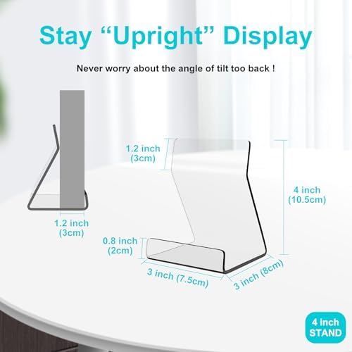 Boloyo Acylic Upright Display Stand, 10PC 4 Inch Clear Display Holder Easel Base Picture Frame for Home Office School Store to Display Book, Vinyl Record, Album, LP Cover, Artworks, CDs - Image 2