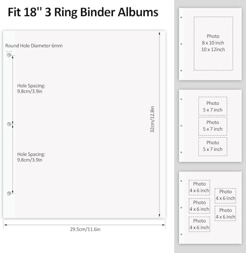 Zesthouse Photo Album Refill Pages for 3 Ring (10 Pack), 18 in Photo Albums Self Adhesive Pages Holds 12x12 8x10 5x7 4x6 2x3 Photos or Recipe Cards - Image 2