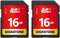 GIGASTONE 16GB SD Card 2-Pack UHS-I U1 Class 10 SDHC Memory Card High-Speed up to 80MB/s Full HD Video Compatible with SPYPOINT TACTACAM WOSPORTS Trail Camera, with 2 Mini Cases by Gigastone