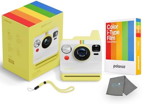 Polaroid Now 3rd Generation i-Type Instant Camera + 8 i-Type Color Film Bundle, Yellow, Polaroid Camera Bundle with a Lumintrail Lens Cleaning Cloth by Polaroid