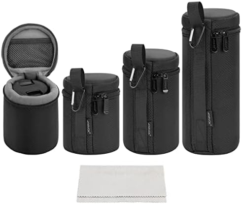 ARVOK Camera Lens Case, Water Resistant Protective Pouch for DSLR Camera, 4 Size Thick Bag for Nikon, Tamron, Sigma, Pentax, Sony, Fuji, Panasonic (4 Pack) by ARVOK