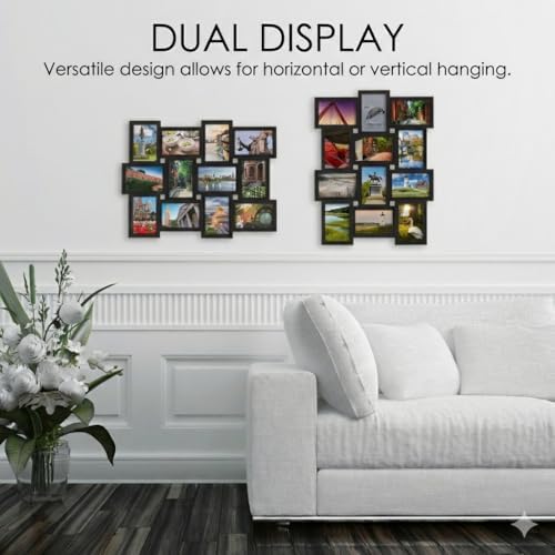 MELANNCO Collage Picture Frame 18x23 Inch Black - Holds 12 Photos in 4x6 and 6x4 Formats - Wall Display for Home Decor, Horizontal or Vertical Hanging - Image 5