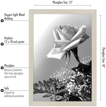 Americanflat 12x18 Poster Frame - Engineered Wood with Polished Plexiglass - Wide Picture Frame for Vertical or Horizontal Wall Display - Epic Collection - Light Wood - Image 2