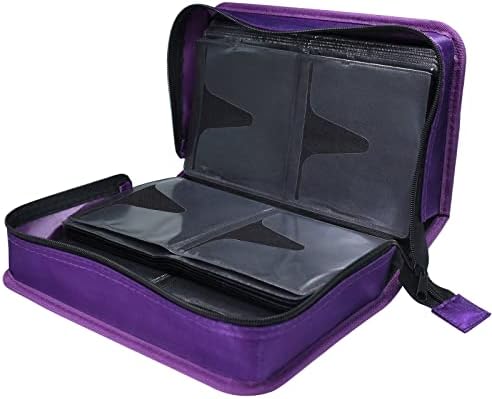 Siveit CD/DVD Storage Holder - 128 Capacity CD/DVD Case Wallet, Portable Organizer for Home & Travel (Black, Purple) - Image 6