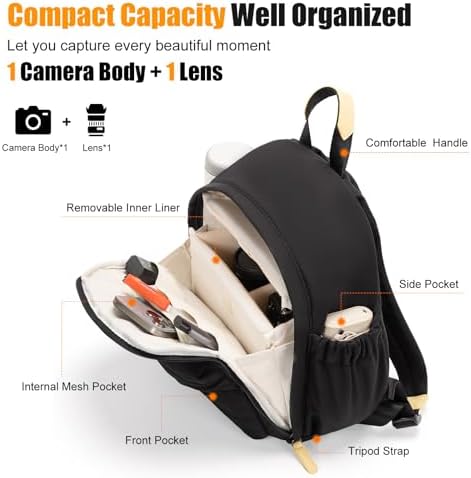 Cwatcun Camera Backpack for Women, Compact DSLR Bag with Tripod Strap - Image 3