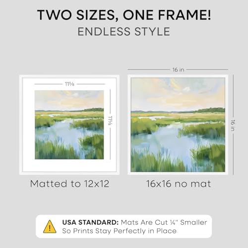 Homeforia 16x16 White Picture Frame, High-End Metal, 12x12 Mat, Glass - Image 3
