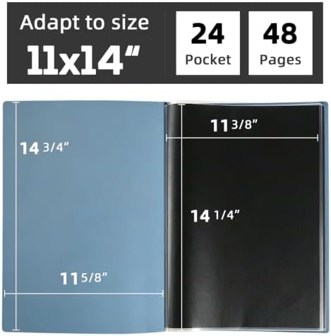 11x14 Blue Art Portfolio Folder Displaying 48 Pages with Plastic Sleeves - Image 2